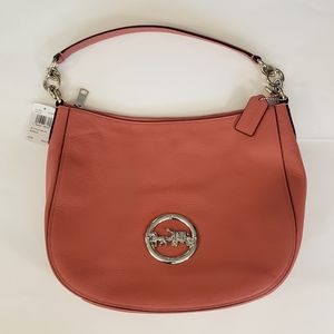 NWT Coach Rose Pink Elle Hobo Pebbled Leather Bag